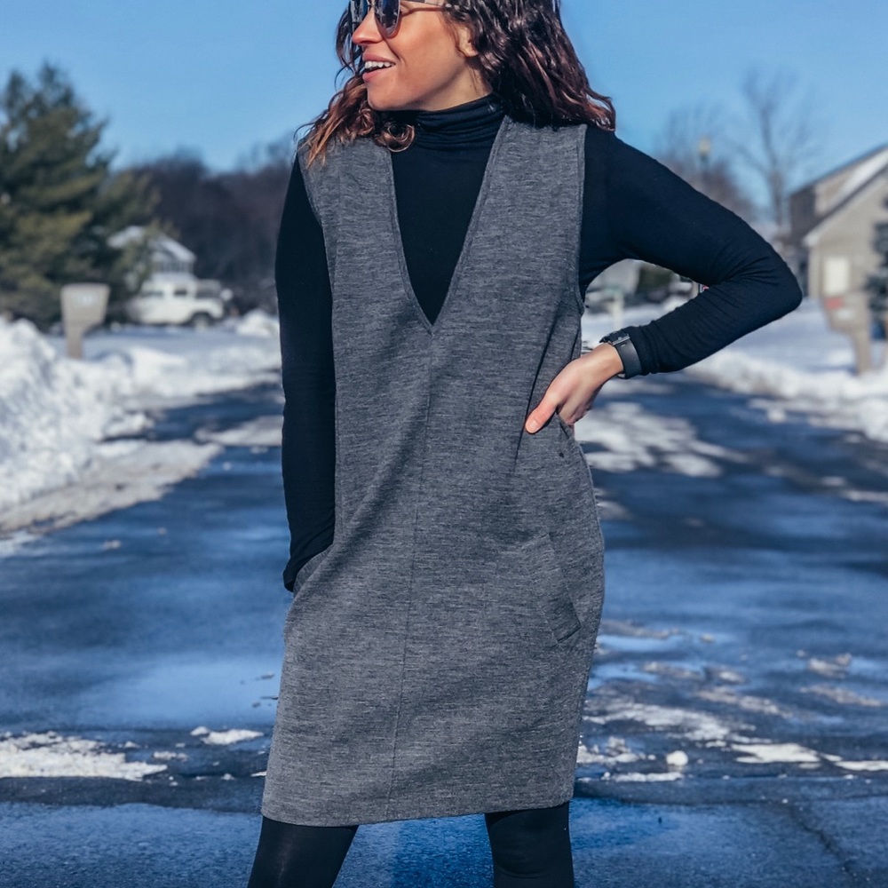 Nordstrom Point of View Vest Dress Oversized Style Grey Size Small